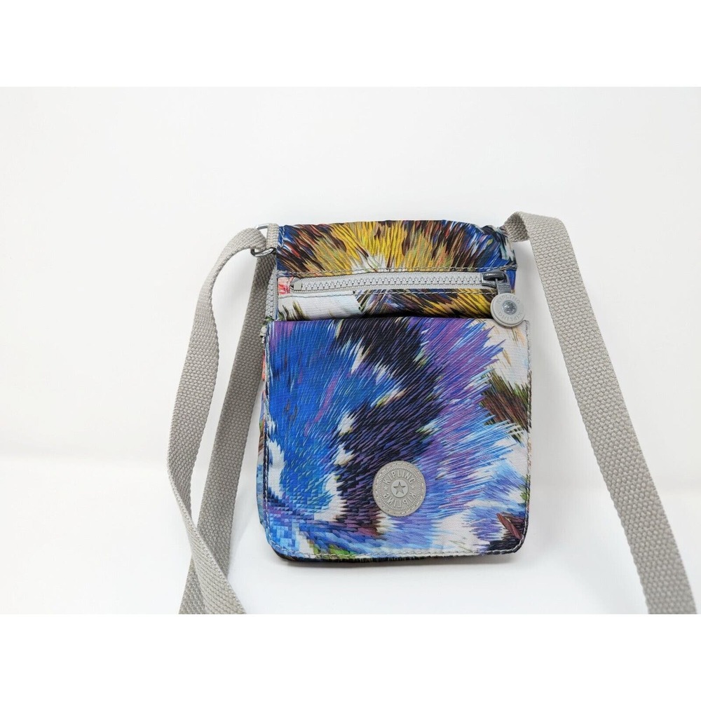 Kipling Purse Crossbody Eldorado Small Gray Tie Dye Print Nylon Bag - Picture 2 of 15